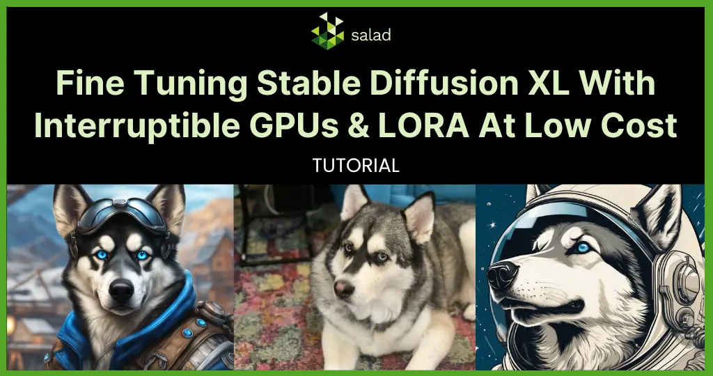 Fine tuning stable diffusion XL (SDXL) for low cost with Interruptible GPUs and LORA