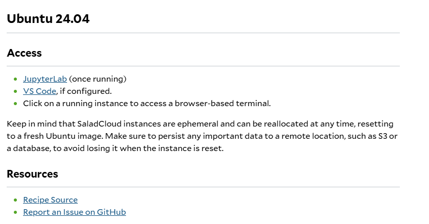Ubuntu configuration on SaladCloud